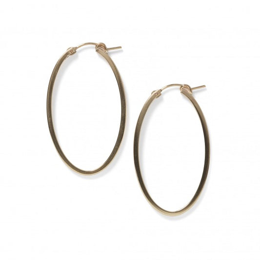 Gold Filled Squared Oval Hoop Earring 42mm