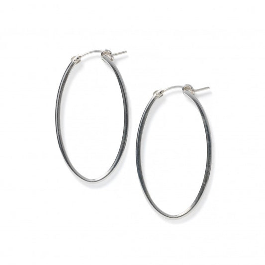 Sterling Silver Squared Oval Hoop Earring 42mm