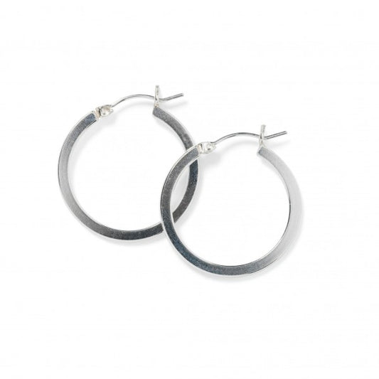 Sterling Silver Flat Hoop Earring 28mm