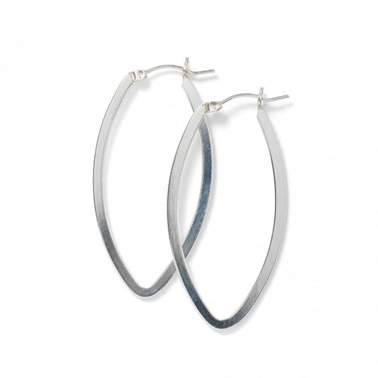 Sterling Silver Flat Pointed Hoop Earrings 48mm