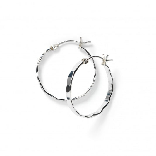 Sterling Silver Hammered Hoop Earring 25mm