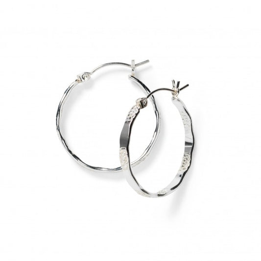 Sterling Silver Hammered Hoop Earring 25mm