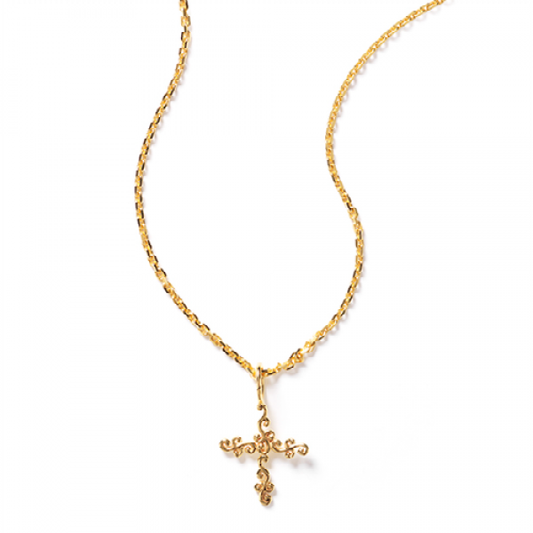 Southern Gates® 14k Gold Scrolling Vine Cross Necklace