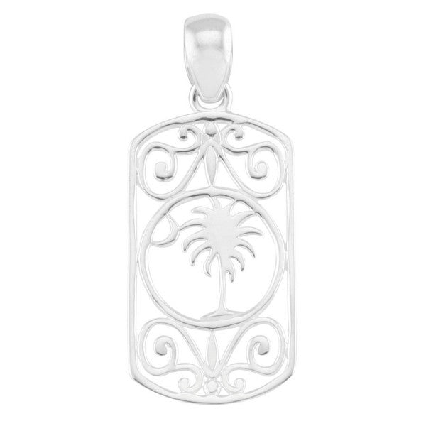 Southern Gates® Rectangular Palmetto Tree and Moon Scroll Pendant