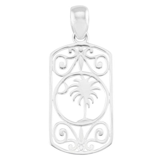 Southern Gates® Rectangular Palmetto Tree and Moon Scroll Pendant