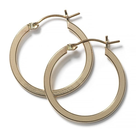Gold Filled Flat Hoop Earrings 28mm