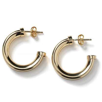 Gold Filled Squared Round Hoop Earrings 26mm