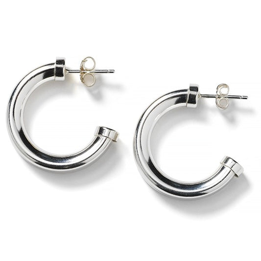 Sterling Silver Squared Round Hoop Earrings 26mm