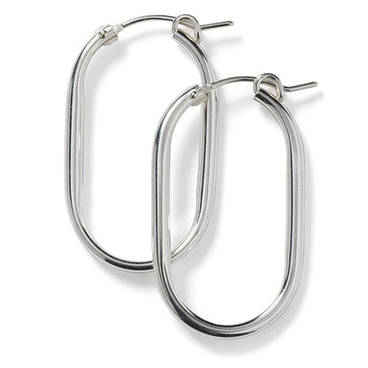 Sterling Silver Paperclip Hoop Earring 32mm