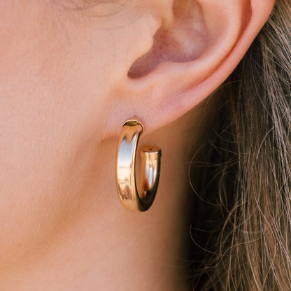 Gold Filled Squared Round Hoop Earrings 26mm