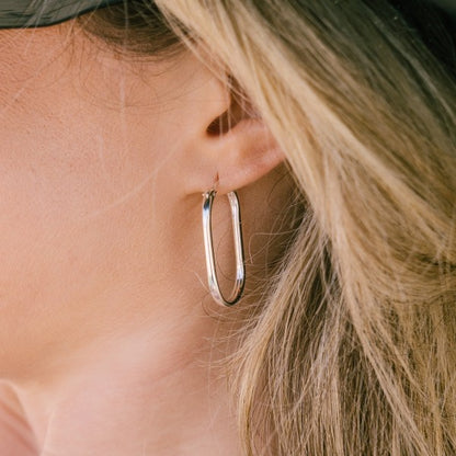 Sterling Silver Paperclip Hoop Earring 32mm