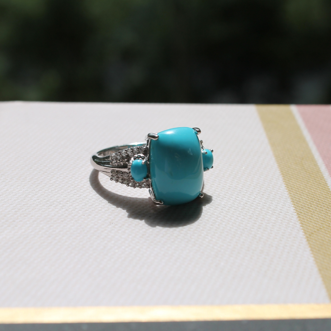 Sleeping Beauty Turquoise Ring with Large Center Stone. – Beyond