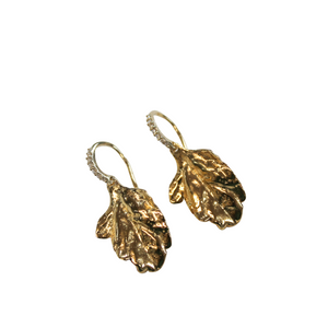 Nature Series Leaf Earrings with Cubic Zirconia Stones, Gold Plate, Rose Gold Plate & Oxidized
