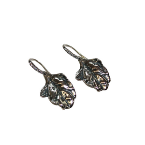 Nature Series Leaf Earrings w/CZ's, Small-Sample