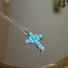 Load image into Gallery viewer, Sleeping Beauty Turquoise Cross Necklace
