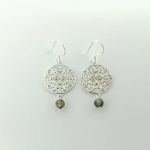 Load image into Gallery viewer, Hand Wrought Filigree Earrings with Labradorite Beads-Sample
