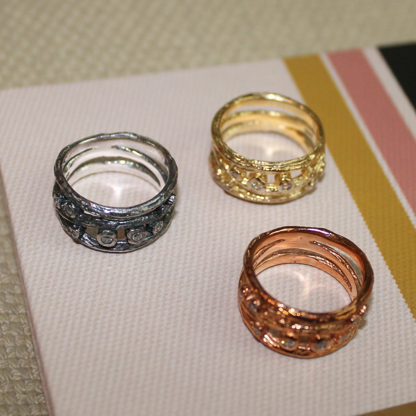 Nature Series Stacked Twig Ring with Cubic Zirconia - Sample