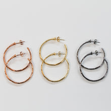 Load image into Gallery viewer, Nature Series Twig Hoops, Small.   Rose Gold Plate, Gold Plate &amp; Oxidized
