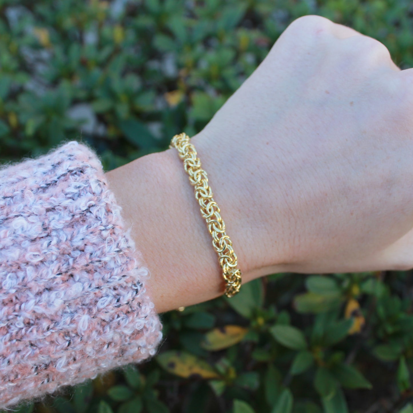 Contemporary Gold Plate Byzantine Bracelet with Smart Bead, Sample