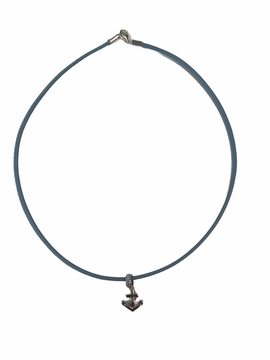 Beyond Southern Gates Leather Necklace with Silver Anchor Charm