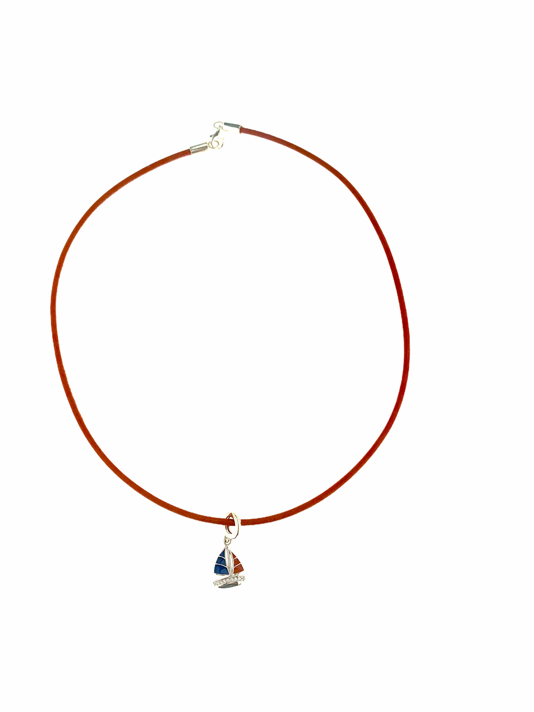 Beyond Southern Gates Red Leather Necklace with Sailboat Charm