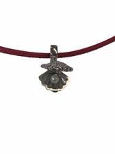 Load image into Gallery viewer, Red Leather Necklace with Seashell Charm
