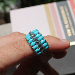 Sleeping Beauty Turquoise Stacked Ring with Aquamarine Stones.