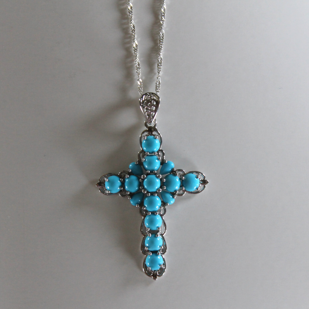 Vintage turquoise sales cross necklace