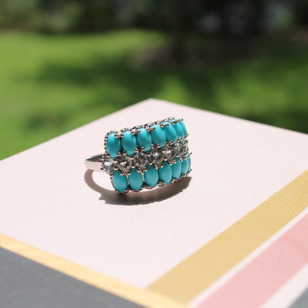 Cargo Sleeping Beauty Turquoise Stacked  Ring with Aquamarine Stones