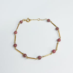 Beyond Southern Gates Gold Filled Bracelet with Rhodonite Beads