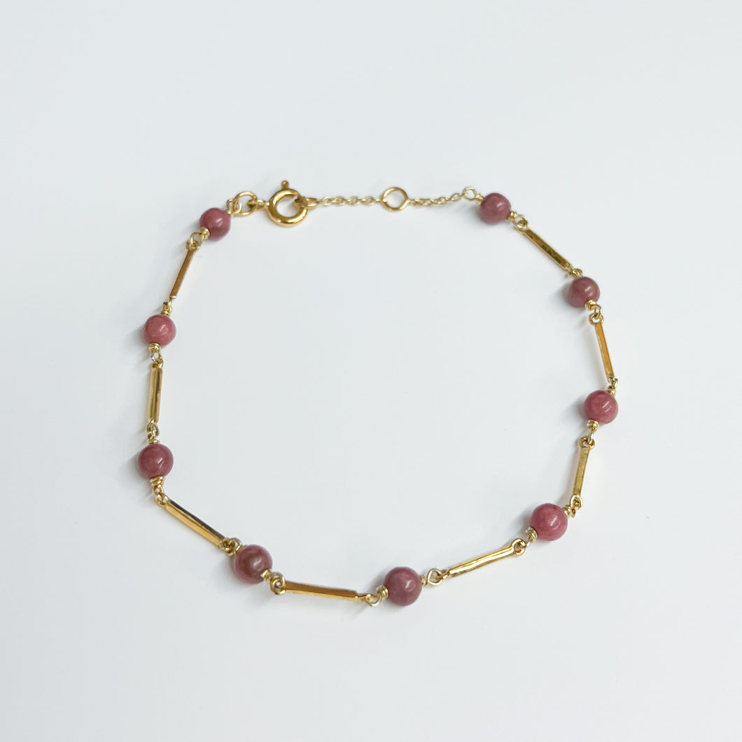 Beyond Southern Gates Gold Filled Bracelet with Rhodonite Beads