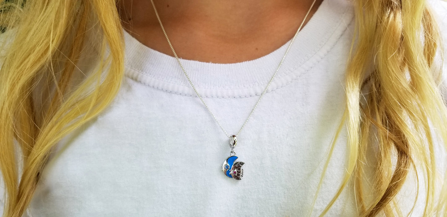 Beyond Southern Gates® Sterling Silver and Enamel Double Fish Necklace