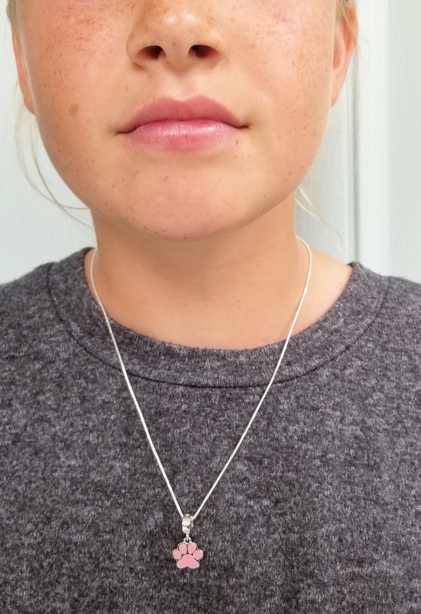 Beyond Southern Gates® Sterling Silver and Pink Enamel Dog Paw Necklace
