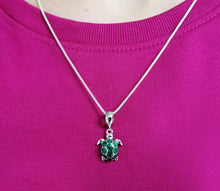 Load image into Gallery viewer, Beyond Southern Gates® Sterling Silver and Green Enamel Turtle Necklace
