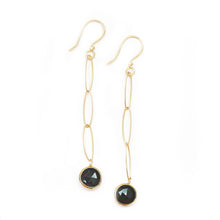 Load image into Gallery viewer, Beyond Southern Gates® Gold Filled Handwrought Dangle Earrings with Bezel Black Spinel Drops
