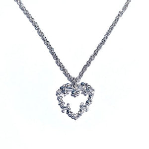 Beyond Southern Gates® Sterling Silver Holiday Heart Scroll Necklace Rhodium Plated