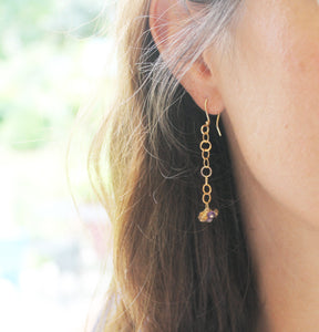 Handwrought Gold Filled Dangle Earrings with Amethyst & Citrine