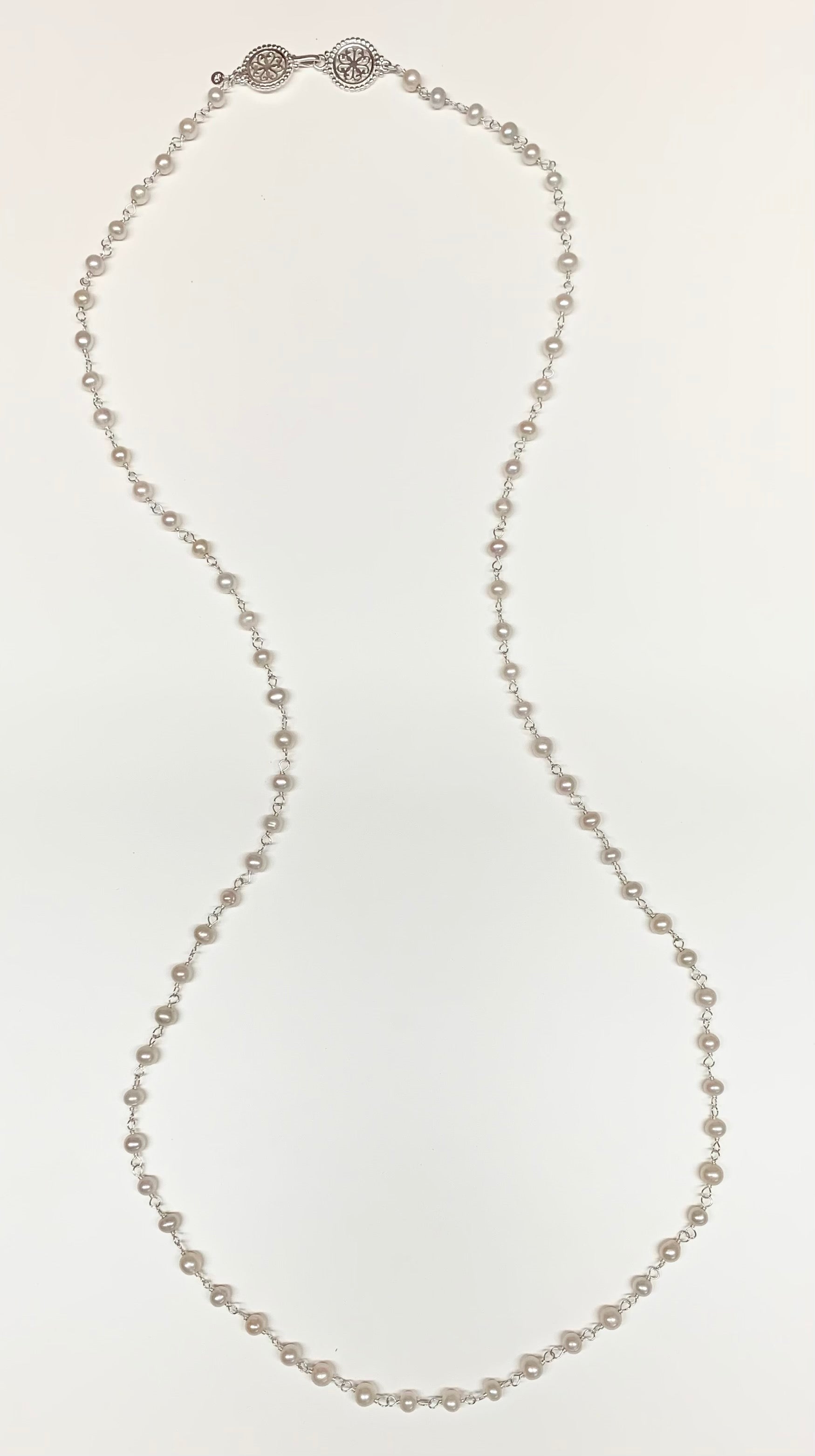 Beyond Southern Gates Silver Handwrought White Pearl Necklace