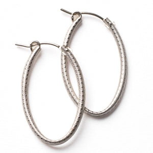 Beyond Southern Gates® Sterling Silver Oval Textured Hoop Earrings 30mm