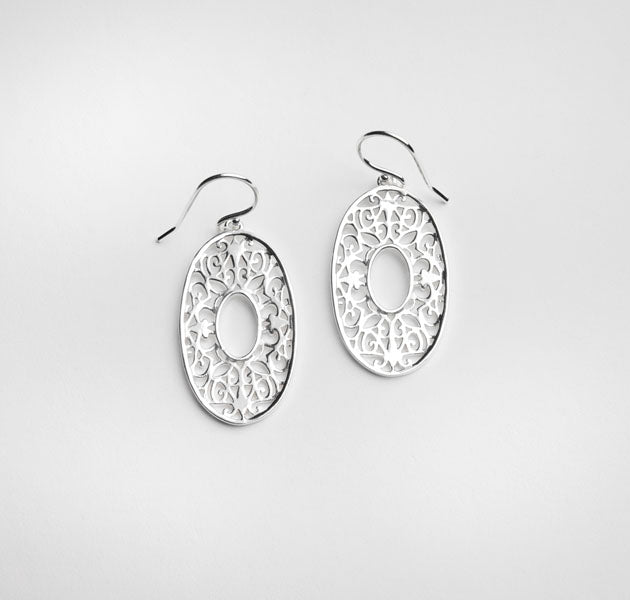 Beyond Southern Gates® Courtyard Oval Earrings Rhodium Plated