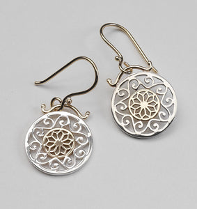 Beyond Southern Gates Silver & 14K Gold classic Cathedral Scroll Earrings 