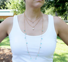 Load image into Gallery viewer, Handwrought Gold Filled Necklace with Turquoise Beads
