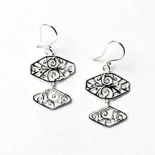 Load image into Gallery viewer, Beyond Southern Gates® Sterling Silver Art Deco Two Tier Dangle Scroll Earrings
