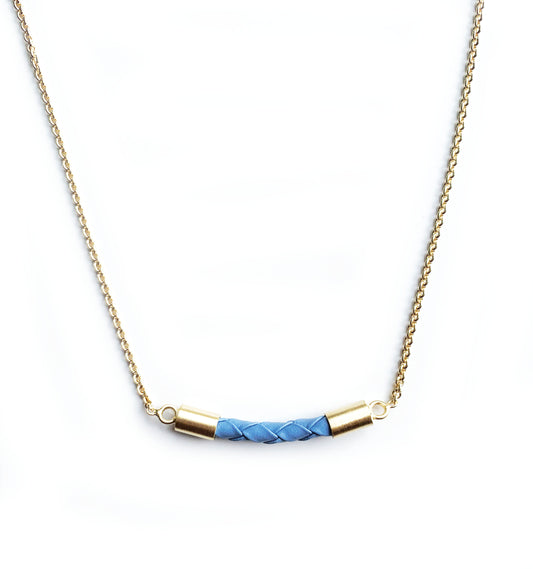 Beyond Southern Gates® Gold Plate Finish Lux Horizontal Necklace in Carolina Blue