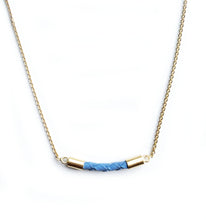 Load image into Gallery viewer, Beyond Southern Gates® Gold Plate Finish Lux Horizontal Necklace in Carolina Blue
