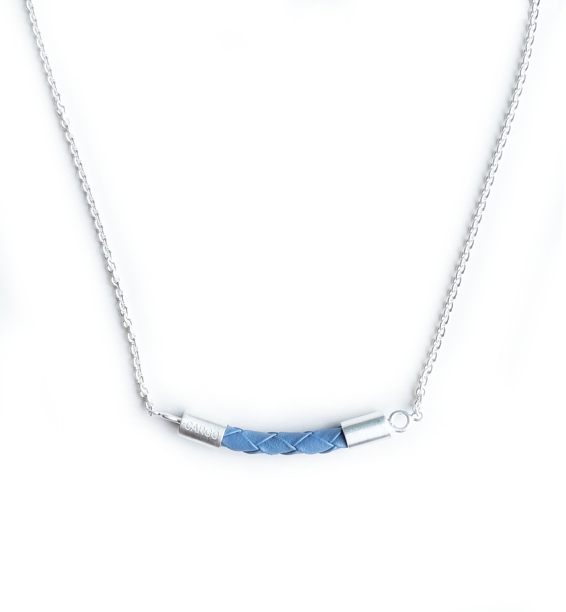 Beyond Southern Gates® Sterling Silver Matte Finish Lux Horizontal Necklace in Carolina Blue