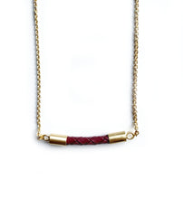 Load image into Gallery viewer, Beyond Southern Gates® Gold Plate Finish Lux Horizontal Necklace in Burgundy
