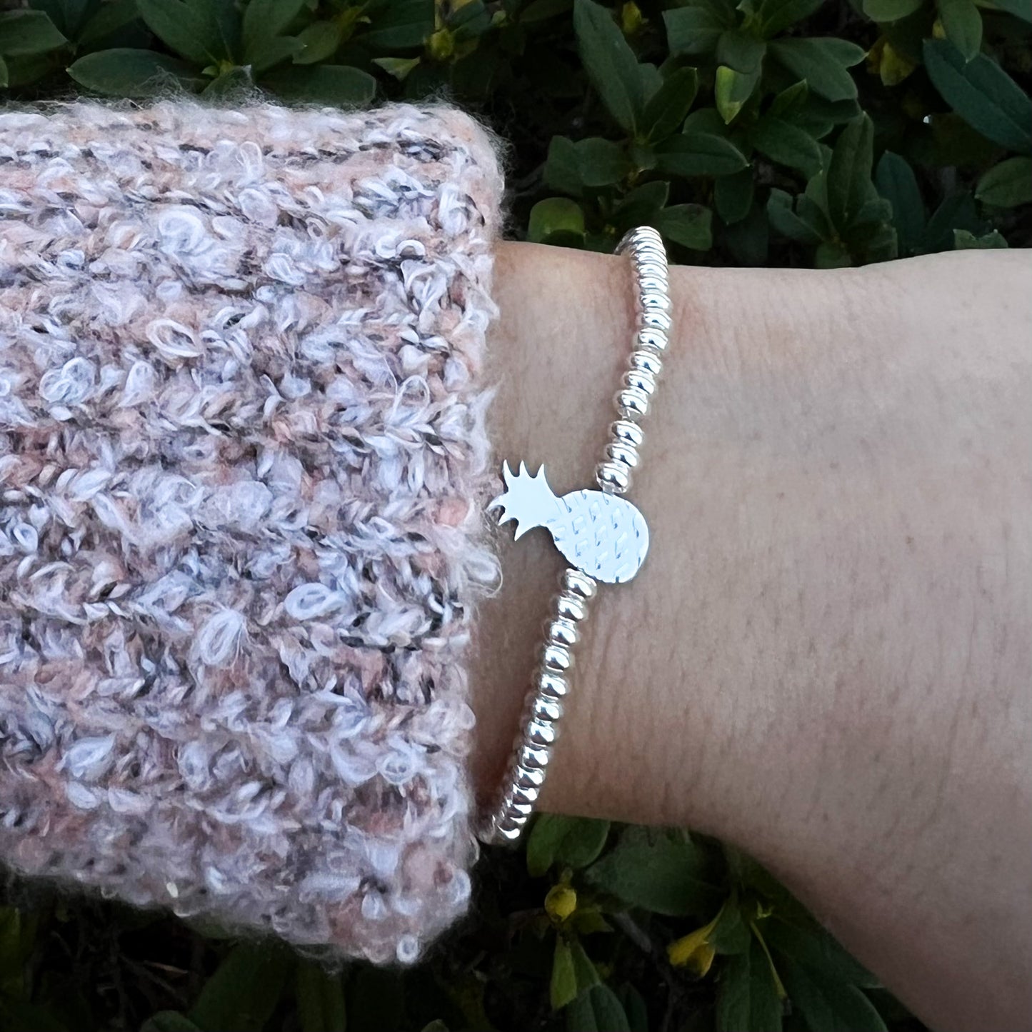 Beyond Southern Gates Contemporary Sterling Silver Pineapple Bead Bracelet