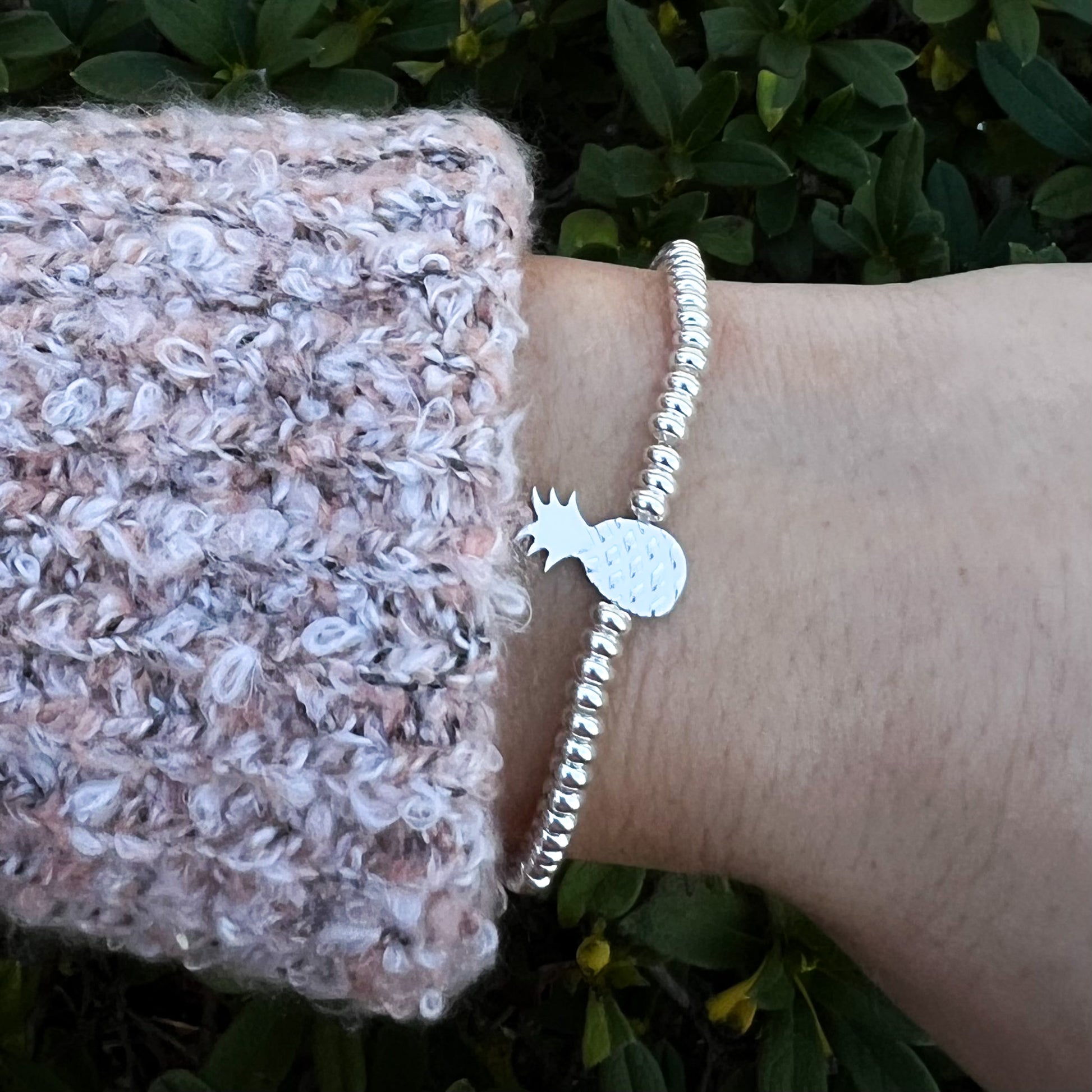 Beyond Southern Gates Contemporary Sterling Silver Pineapple Bead Bracelet