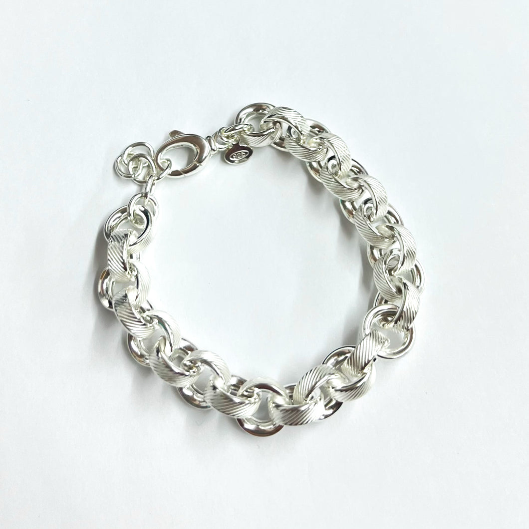 Beyond Southern Gates Contemporary Large, Sterling Silver Textured Rolo Bracelet
